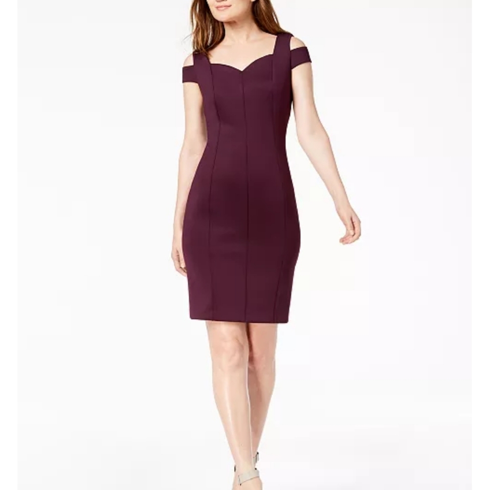 RED Calvin Klein RED Off-Shoulder Sheath Mini Dress
